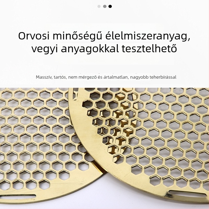 Kerek sárgaréz grillrács kültéri tűzhelyhez és grillhez, perforált megerősített háló