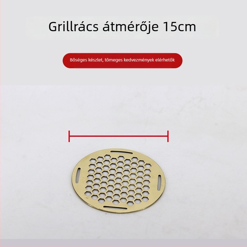 Kerek sárgaréz grillrács kültéri tűzhelyhez és grillhez, perforált megerősített háló