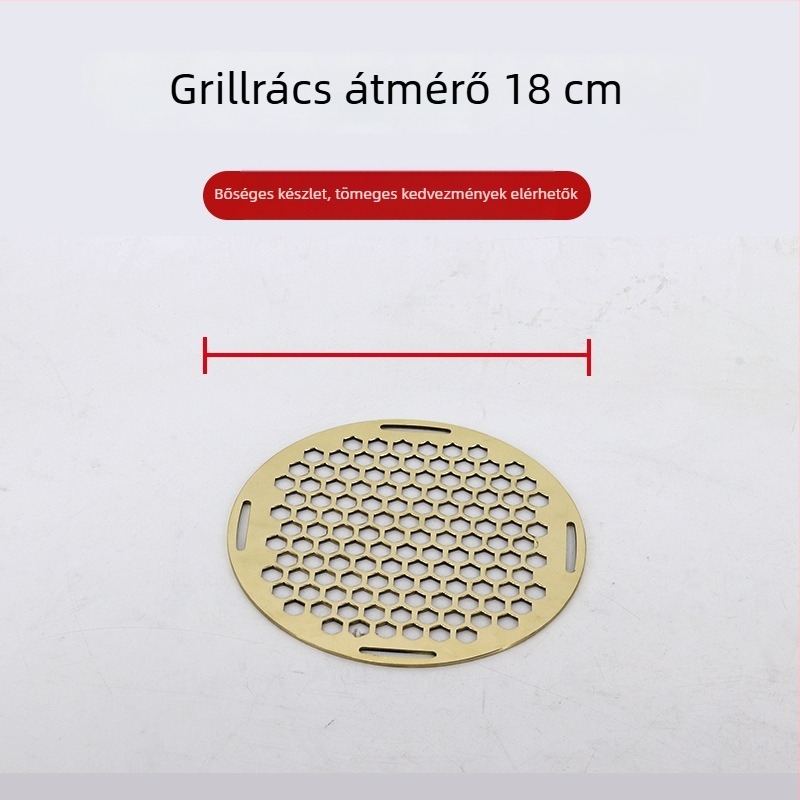 Kerek sárgaréz grillrács kültéri tűzhelyhez és grillhez, perforált megerősített háló