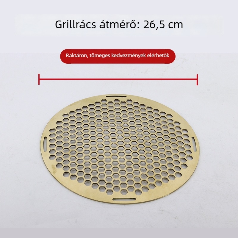 Kerek sárgaréz grillrács kültéri tűzhelyhez és grillhez, perforált megerősített háló