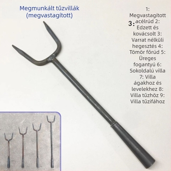 Kovácsolt tűzifa villa vas nyéllel