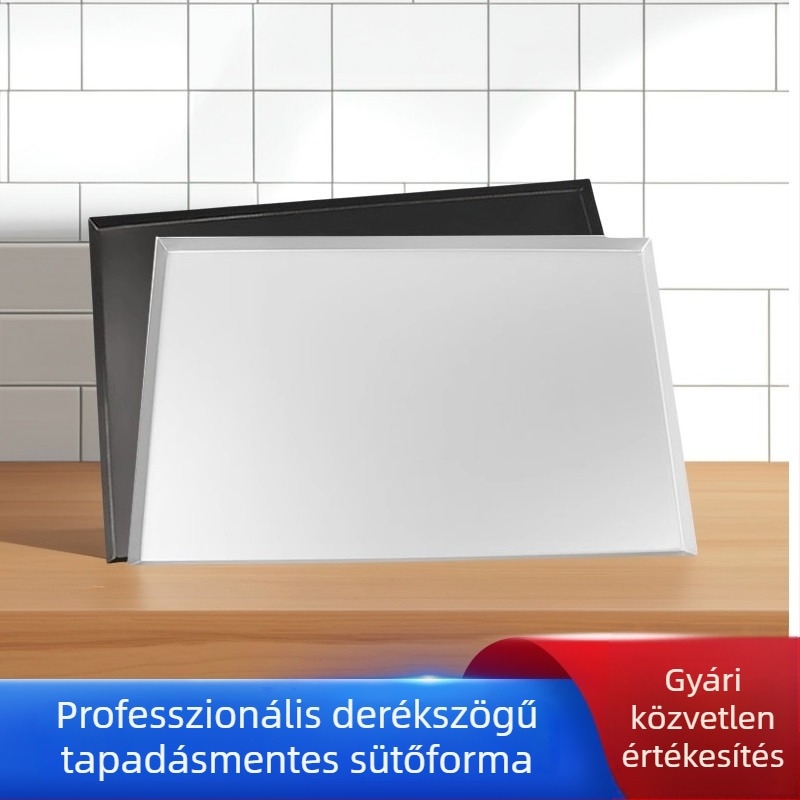 Kereskedelmi 60x40 cm nem tapadó sütőtepsi sütőhöz kerekített sarkokkal, alumínium, kenyérhez és süteményekhez