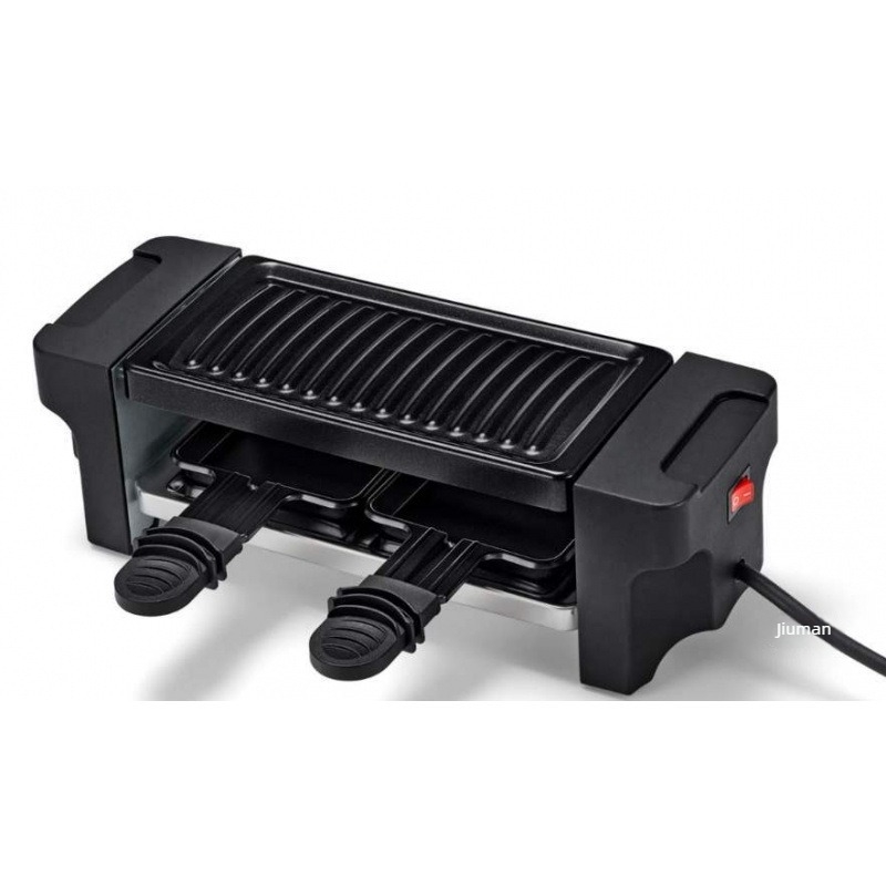Elektromos grillsütő koreai stílusú grill-pannal, egybeépített edénnyel és kézi tálcával, sajtos edény és grillfelület