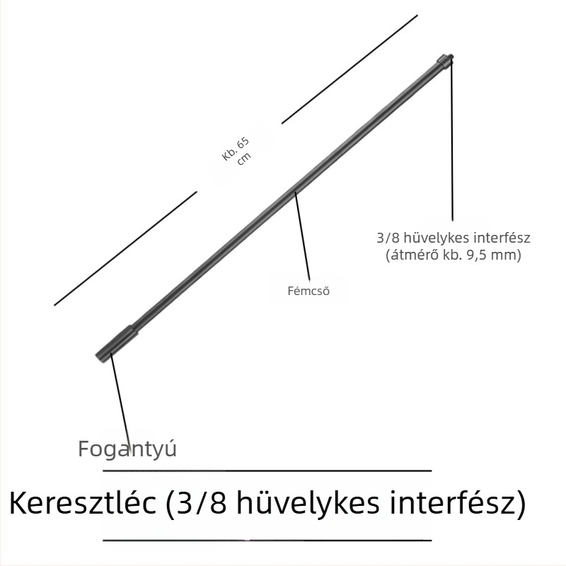 Mikrofonállvány vízszintes keresztrúddal, telefon-tartó klipekkel és dönthető rúddal, rögzítőlemez a tripodhoz
