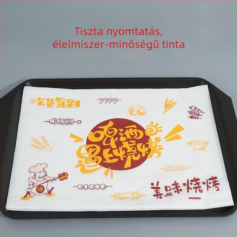 Téglalap alakú grillsütő alátétpapír, olajálló, egyszer használatos, éttermek számára