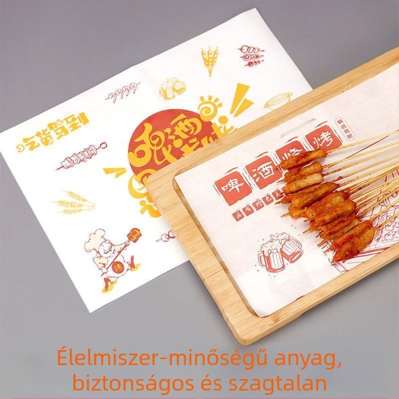 Téglalap alakú grillsütő alátétpapír, olajálló, egyszer használatos, éttermek számára