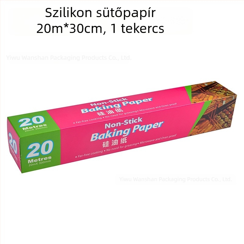 Szilikon bevonat sütőpapír sütőhöz és Air Fryerhez, élelmiszer-minőségű, zsírelnyelő papír, 20 m hosszú tekercs
