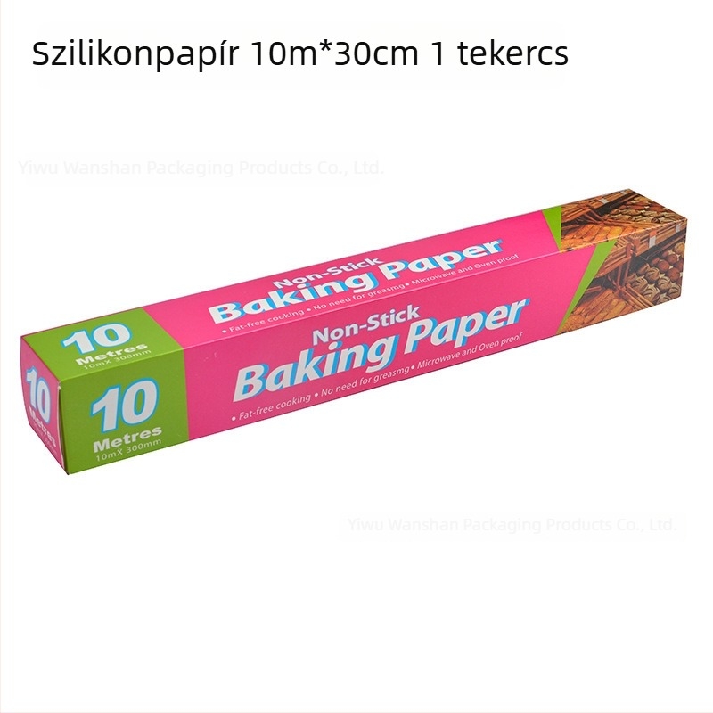 Szilikon bevonat sütőpapír sütőhöz és Air Fryerhez, élelmiszer-minőségű, zsírelnyelő papír, 20 m hosszú tekercs