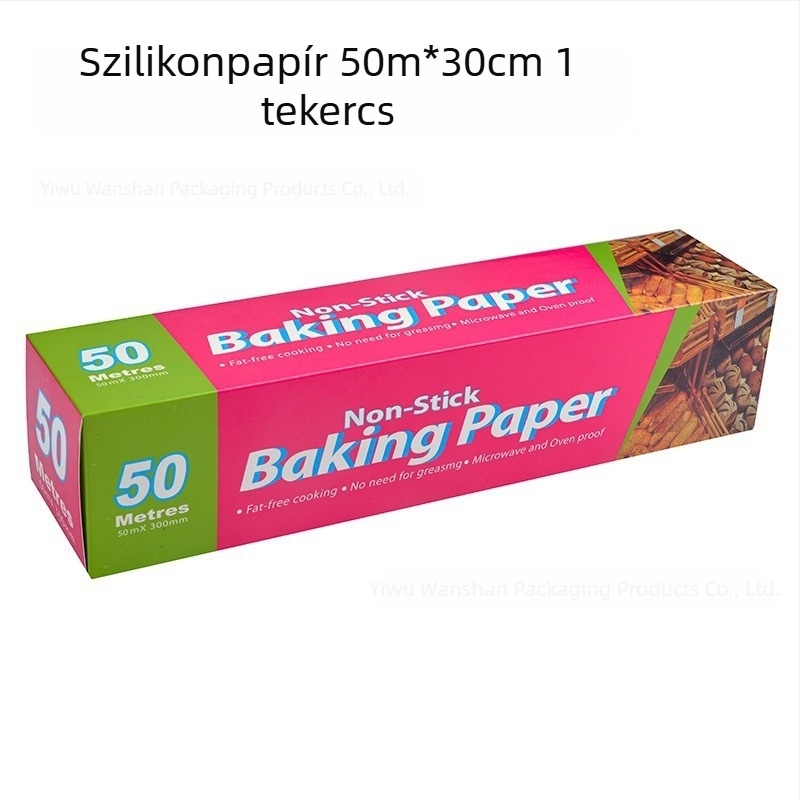 Szilikon bevonat sütőpapír sütőhöz és Air Fryerhez, élelmiszer-minőségű, zsírelnyelő papír, 20 m hosszú tekercs