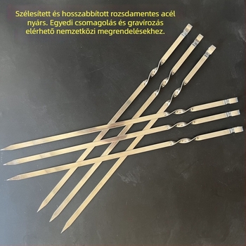 Rozsdamentes acélból készült függő grillsütő barbecue-hoz, orosz nyársak, agyag edény, báránynyársak, lapos nyársak, exportált nagy nyársak
