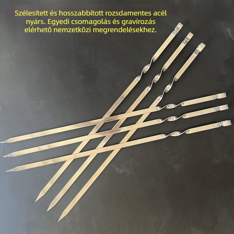 Rozsdamentes acélból készült függő grillsütő barbecue-hoz, orosz nyársak, agyag edény, báránynyársak, lapos nyársak, exportált nagy nyársak