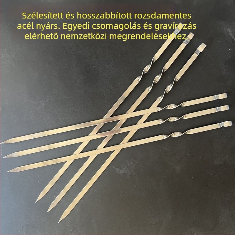 Rozsdamentes acélból készült függő grillsütő barbecue-hoz, orosz nyársak, agyag edény, báránynyársak, lapos nyársak, exportált nagy nyársak