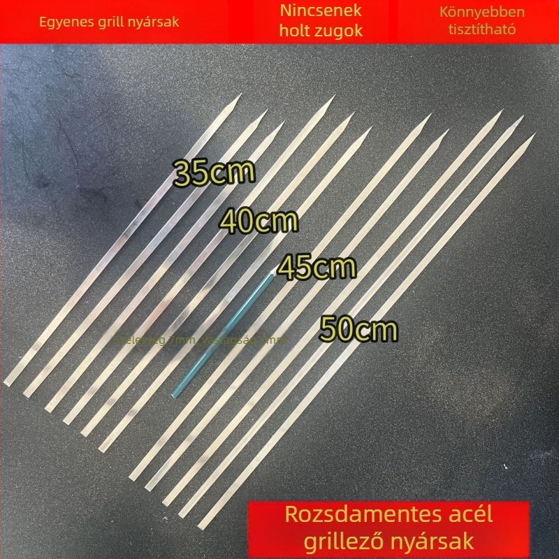 Rozsdamentes acélból készült függő grillsütő barbecue-hoz, orosz nyársak, agyag edény, báránynyársak, lapos nyársak, exportált nagy nyársak