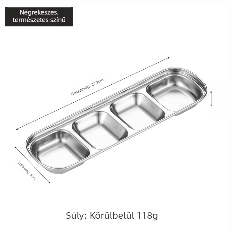 Koreai stílusú rácsos mártásos tál, 304 rozsdamentes acélból, arany felülettel, négyzet alakú, ideális szószokhoz, hot pot és grillhez, szabadtéri kempingezéshez.