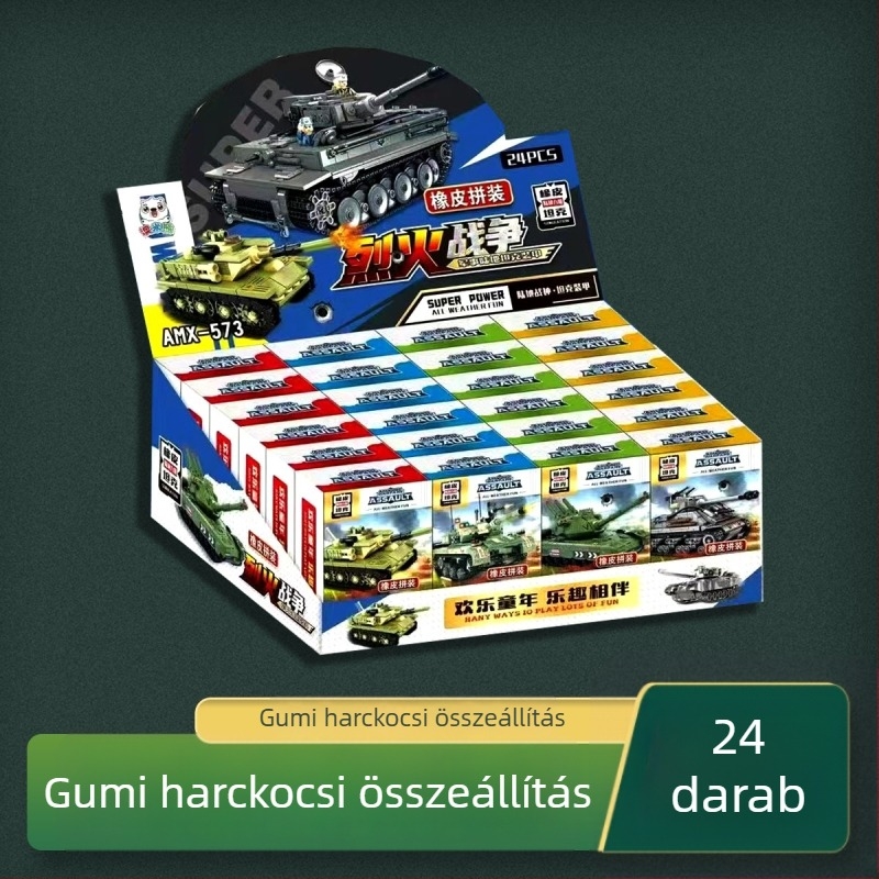 Összeépíthető gumi tank gyerekeknek – iskolai írószer játék
