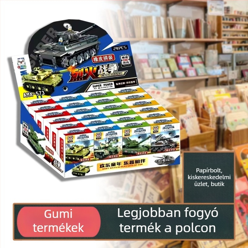 Összeépíthető gumi tank gyerekeknek – iskolai írószer játék