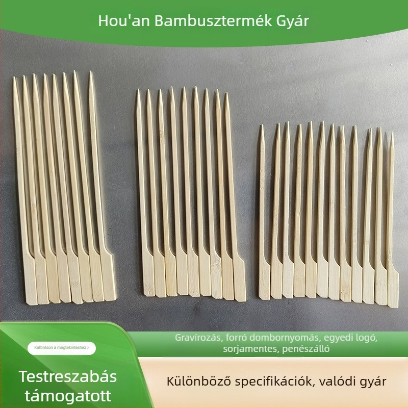 Bambusznyársak gyümölcsök és harapnivalókhoz, karamellizált gyümölcsök nyársra, odén-stílusú falatok, egyszer használatos, 9–20 cm, 100 darab a csomagban