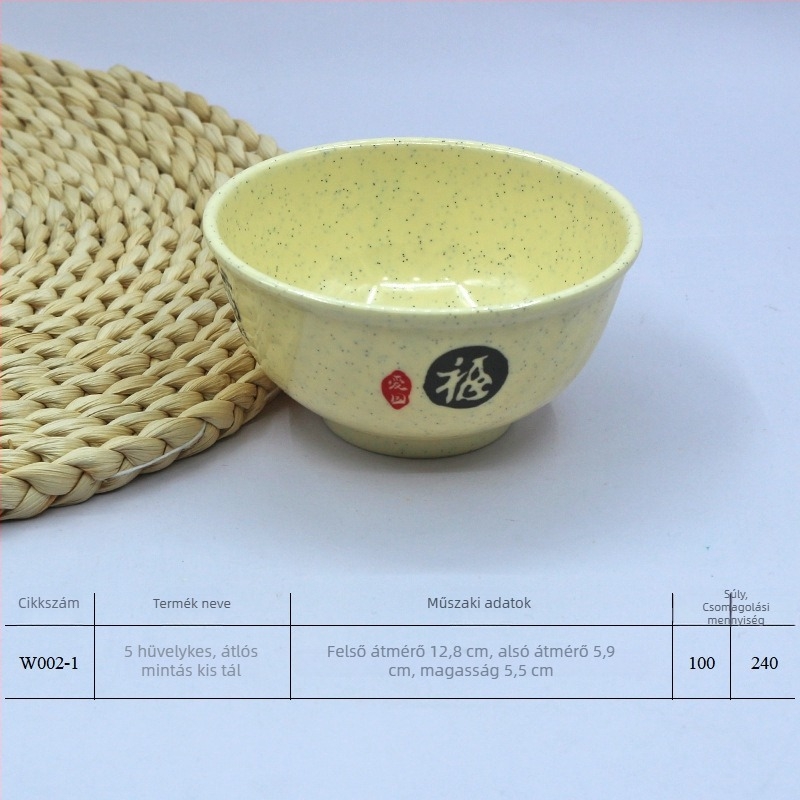 Baifu stílusú melamén étkészlet, élelmiszer-minőségű: négyszögletes tálak, noodle tál, tányér, leveskanál és ecet tál