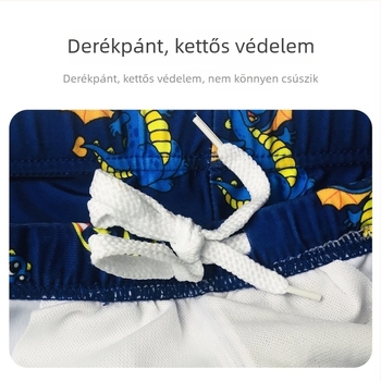 Fiúknak készült egyrészes fürdőruha karikatúra mintával, gyorsan száradó, UV-védelem, strandhoz