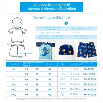Fiúknak készült egyrészes fürdőruha karikatúra mintával, gyorsan száradó, UV-védelem, strandhoz
