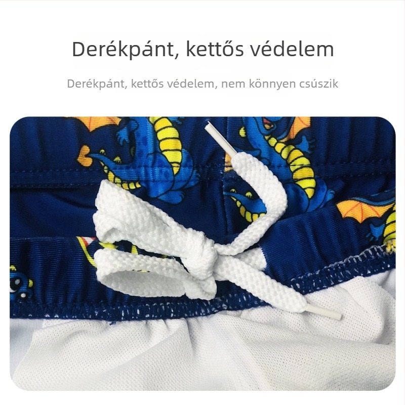 Fiúknak készült egyrészes fürdőruha karikatúra mintával, gyorsan száradó, UV-védelem, strandhoz