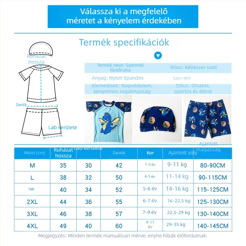 Fiúknak készült egyrészes fürdőruha karikatúra mintával, gyorsan száradó, UV-védelem, strandhoz