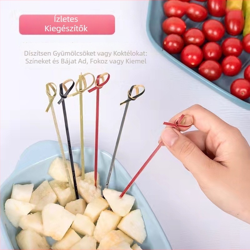 Egyszer használatos bambusz nyárs grillsütéshez virágcsomó véggel, zöld bambusz, 3 mm vastagság, 300 mm hossz, logó nyomtatása