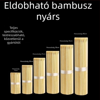 Egyszer használatos bambusznyársak grillezéshez és forró fazékhoz, hossz 15–40 cm, Ø 2.0–3.5 mm, logó nyomtatás elérhető