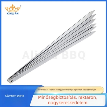 Rozsdamentes acél grillnyársak, lapos nyársak, 48 cm, bárányhús darabokhoz