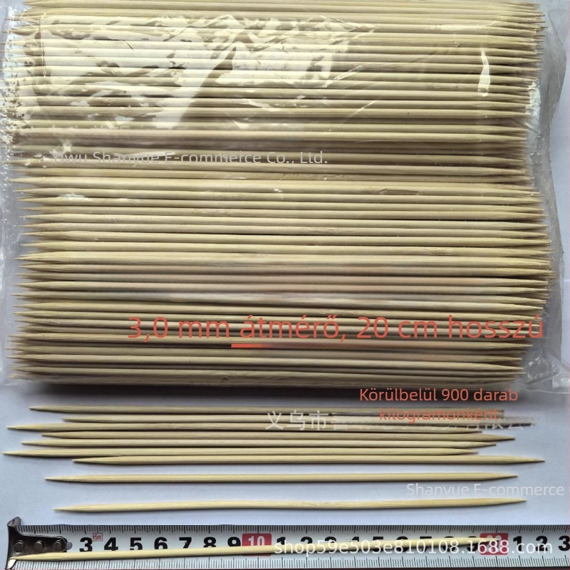 3,0 mm vastag bambusznyársak, 20 cm hosszúak, mindkét végén hegyesek, 1 kg-os csomag; megvastított és meghosszabbított kivitel gyümölcsfák támasztásához