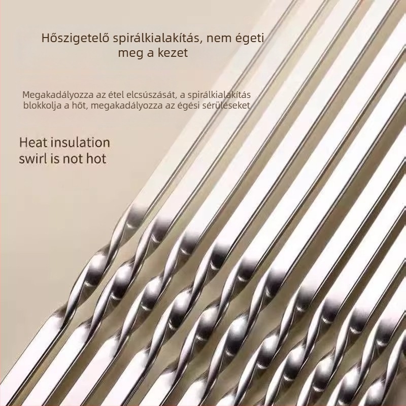 Rozsdamentes acél grillszúrók – sík és kerek nyársak, teljes készlet bárányhúshoz grillhez