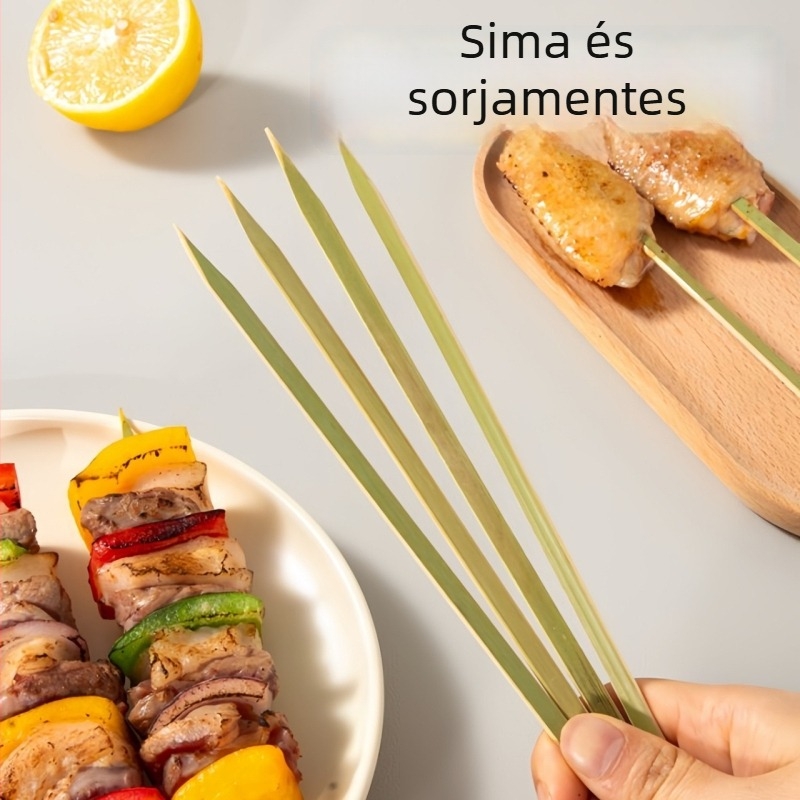 Japán-stílusú zöld bambusznyársak yakitorihoz, lapos és saroknyársak, zöld bambusznyársak nagykereskedelmi értékesítéshez