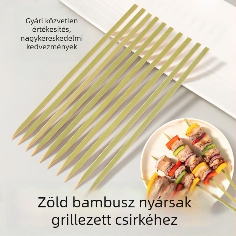 Japán-stílusú zöld bambusznyársak yakitorihoz, lapos és saroknyársak, zöld bambusznyársak nagykereskedelmi értékesítéshez