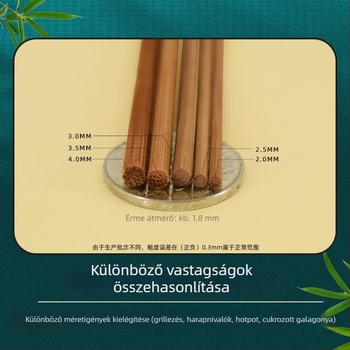 Szénizált bambusz egyszer használatos nyársak, extrém kemények, fekete színűek, 20–40 cm hosszú, Ø 2.0–4.0 mm, grillsütőhöz – bárány- és kolbásznyársak