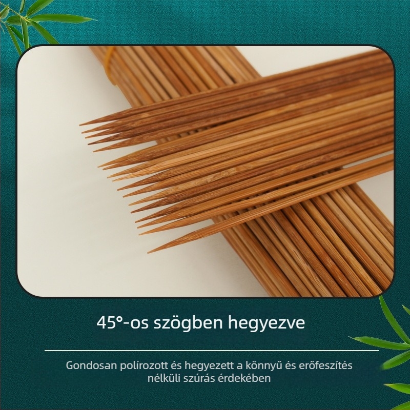 Szénizált bambusz egyszer használatos nyársak, extrém kemények, fekete színűek, 20–40 cm hosszú, Ø 2.0–4.0 mm, grillsütőhöz – bárány- és kolbásznyársak