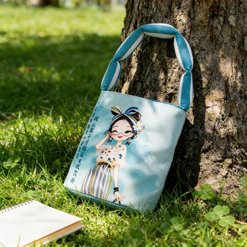Női vászon bucket bag, nagy kapacitású, koreai stílus