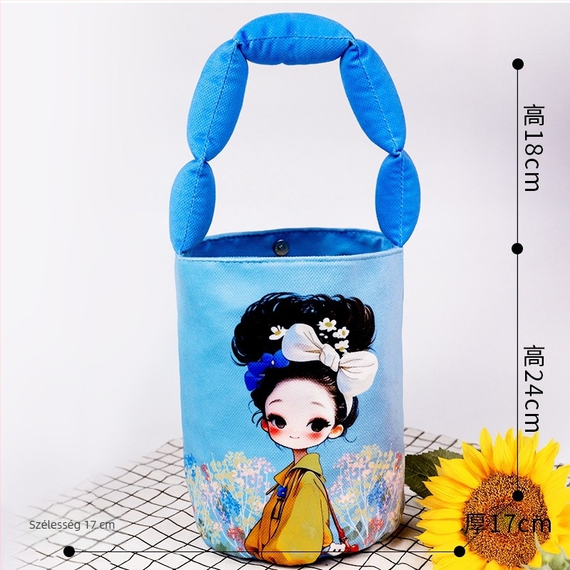 Női vászon bucket bag, nagy kapacitású, koreai stílus
