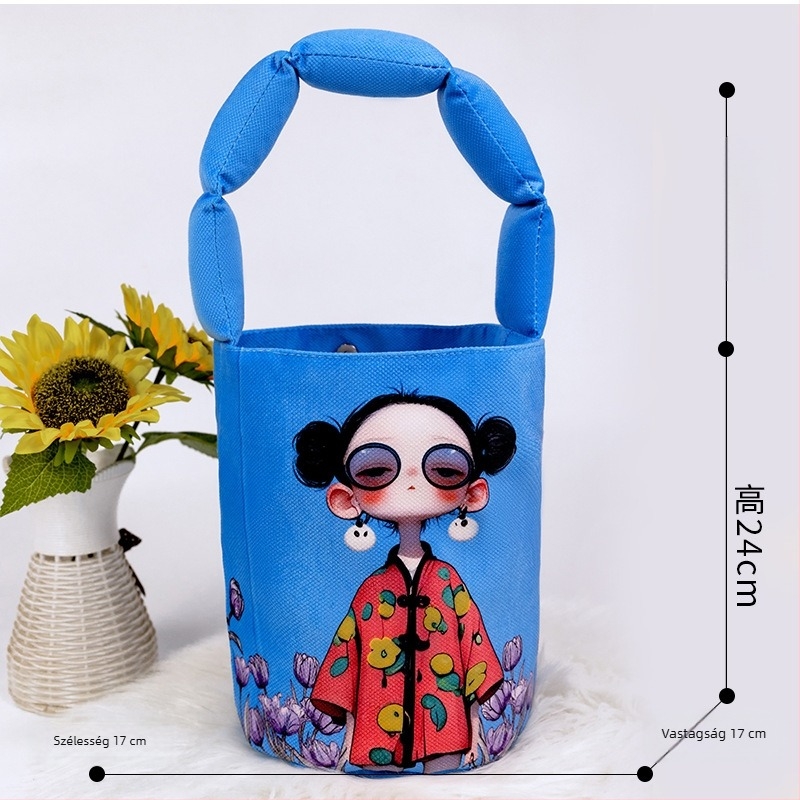 Női vászon bucket bag, nagy kapacitású, koreai stílus