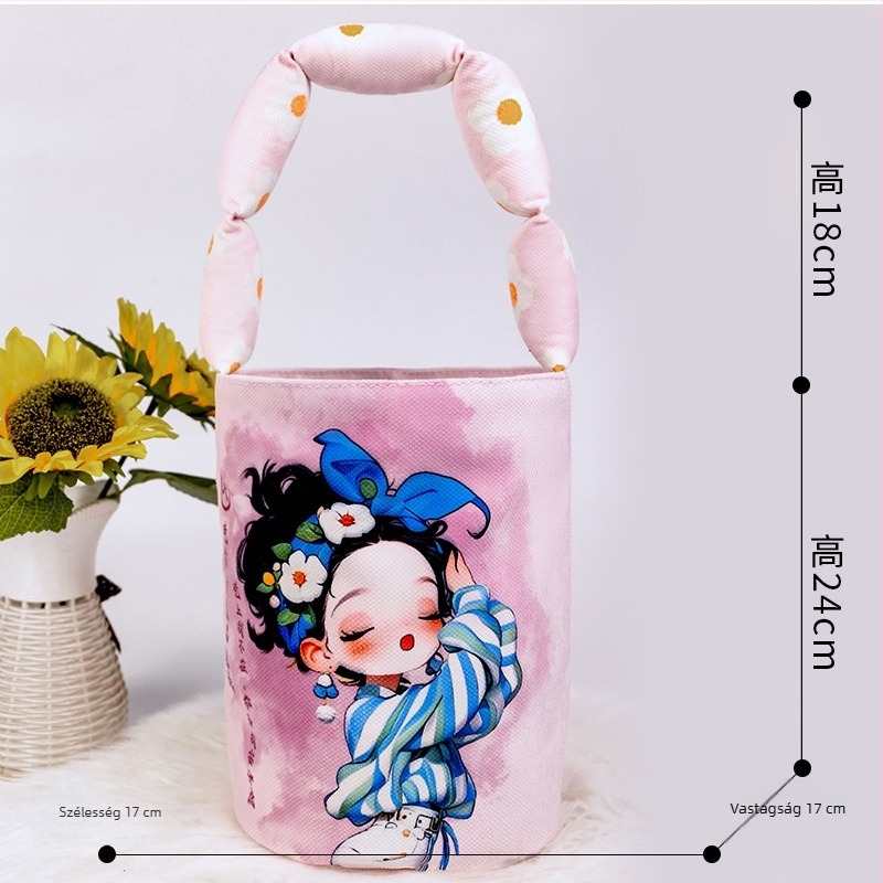 Női vászon bucket bag, nagy kapacitású, koreai stílus