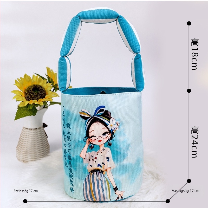 Női vászon bucket bag, nagy kapacitású, koreai stílus