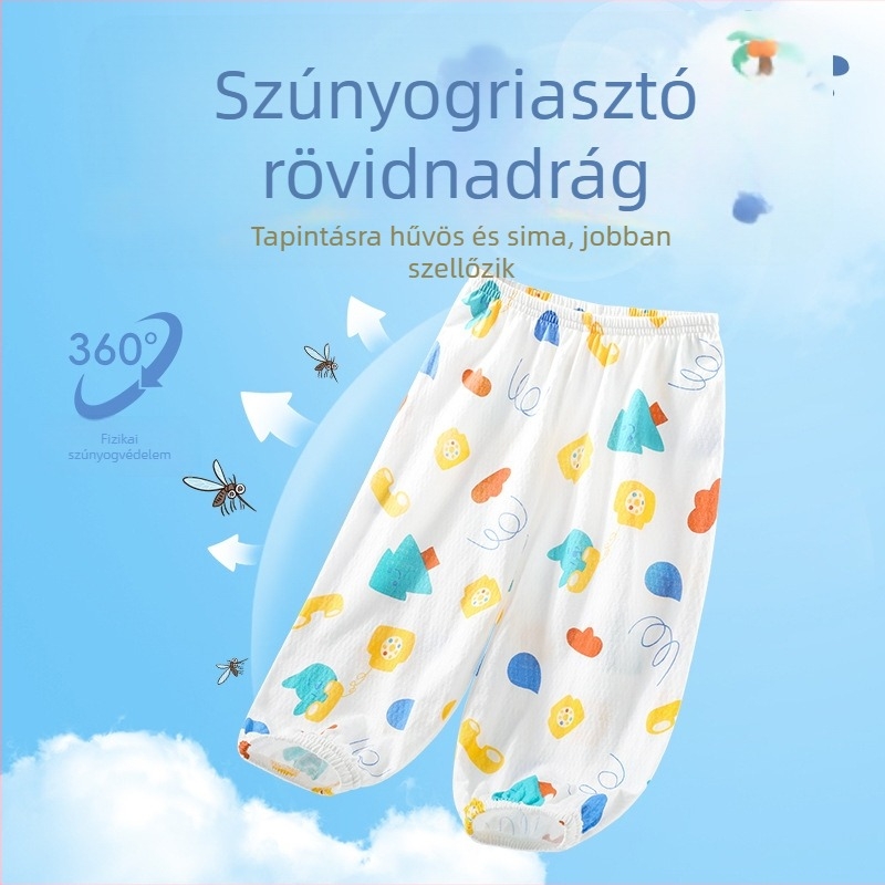 Pamut babáknak készült hosszú nadrág szúnyogok ellen, légáteresztő hálóval, uniszex, A osztály