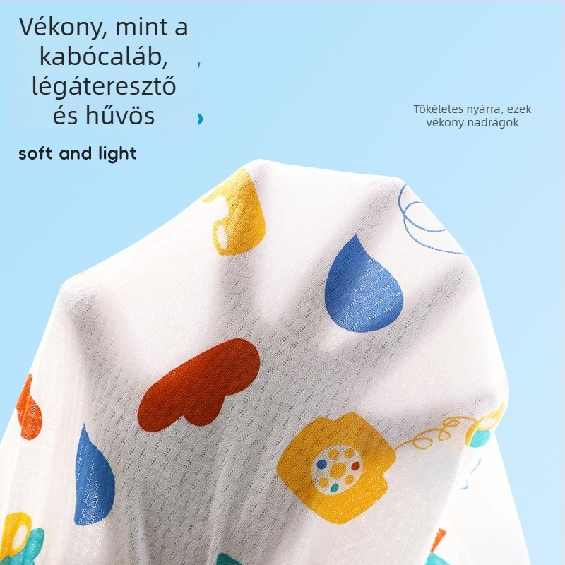 Pamut babáknak készült hosszú nadrág szúnyogok ellen, légáteresztő hálóval, uniszex, A osztály