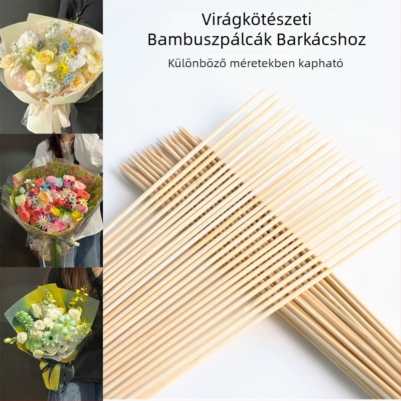 Virágkötészethez való bambuszpálcikák csokrokhoz és DIY virágkészítéshez; fa rudak lollipop és snack csomagoláshoz