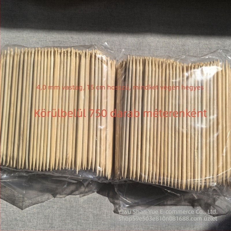 Vastag bambusz rudak, 4,0 mm átmérőjű, 15 cm hosszú, hegyes végek, 1 kg-os csomag, gyümölcsfák támasztására.