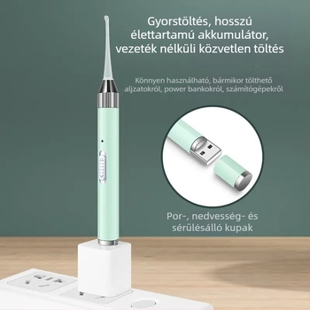 Fénylő fülkanál világítással, puha végű fültisztító eszköz babáknak és gyerekeknek