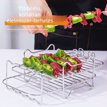 304 rozsdamentes acélból készült többszintes, leválasztható polc légsütő grillhez