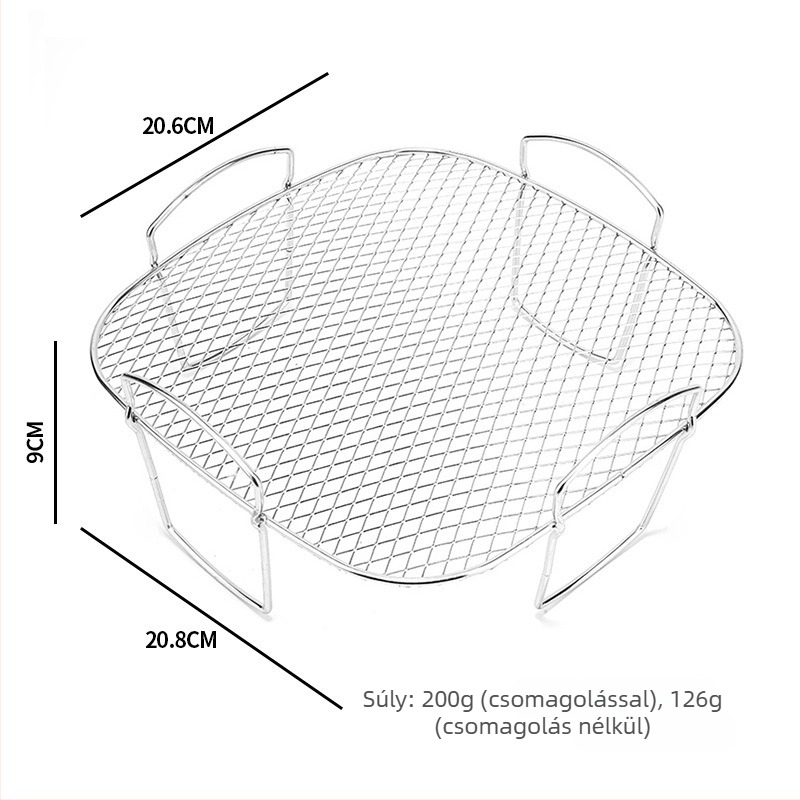 304 rozsdamentes acélból készült többszintes, leválasztható polc légsütő grillhez