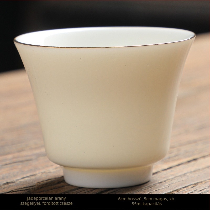 Kung-fu stílusú kerámia teáscsésze arany kerettel, fehér porcelán teáscsésze otthoni használatra