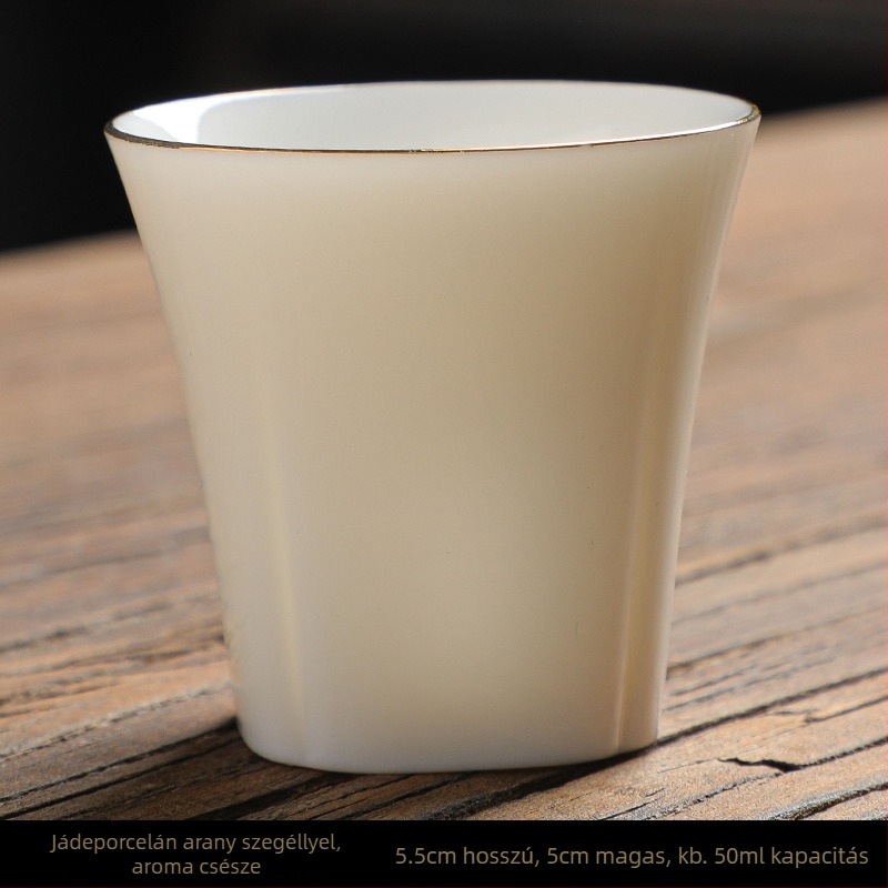 Kung-fu stílusú kerámia teáscsésze arany kerettel, fehér porcelán teáscsésze otthoni használatra