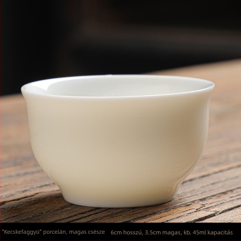 Kung-fu stílusú kerámia teáscsésze arany kerettel, fehér porcelán teáscsésze otthoni használatra